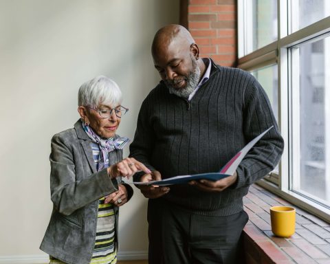 Elderly couple planning long term care